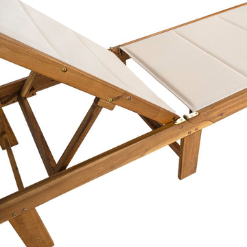 Lagunan 77.17"x26.38" Modern Minimalist Foldable Adjustable Wood Chaise Outdoor Lounge Chair